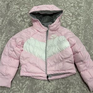 Nike Kids Light Pink and White Puffer Jacket